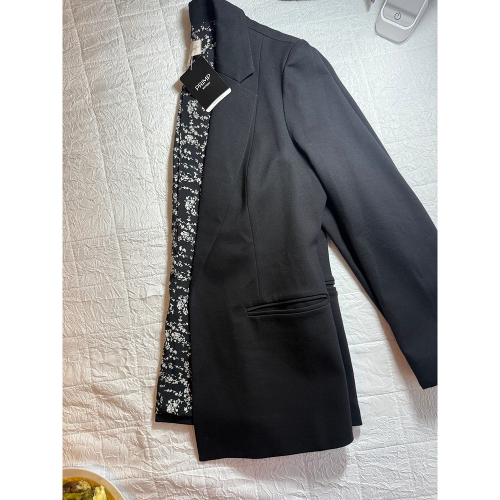 Skies Are Blue Womens Black Open Front Floral Lined Blazer Jacket Small 24919 - Picture 11 of 11